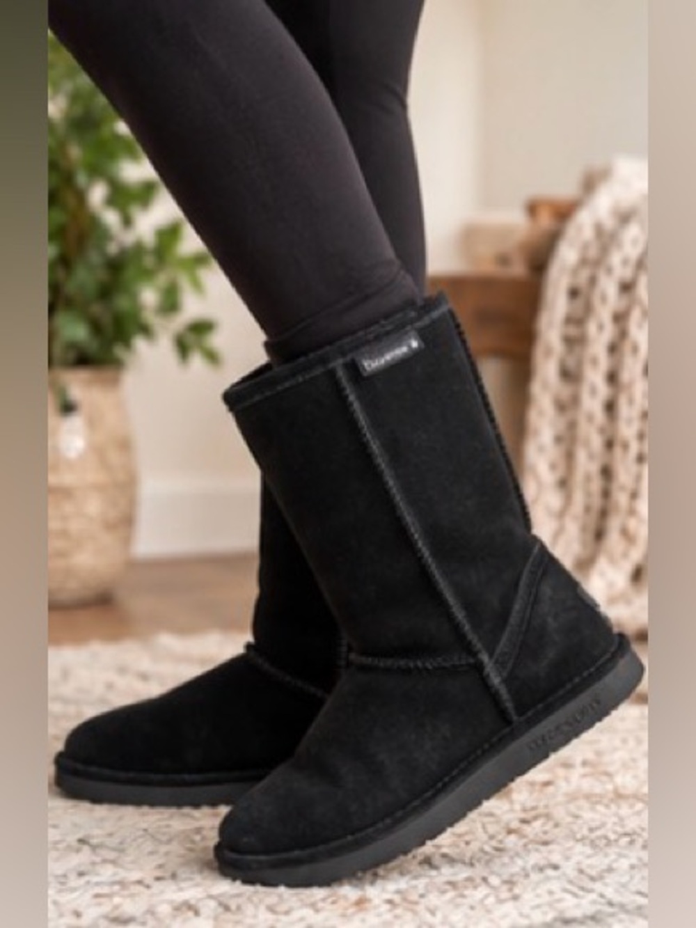 Bearpaw Black Suede Shearling Lined Winter Boots Women’s Size 11